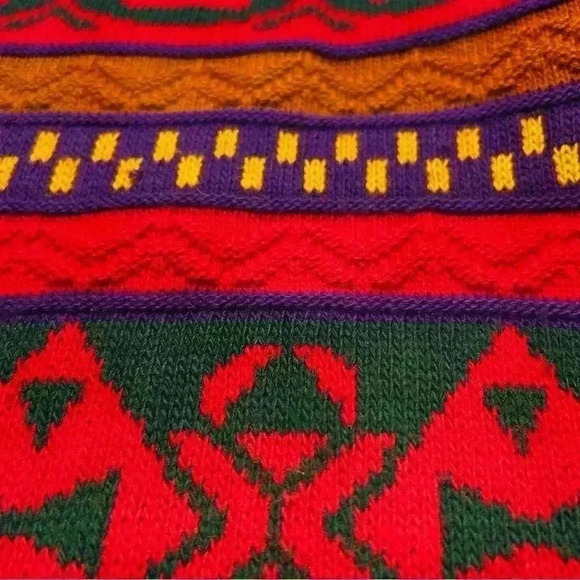 Vintage Diana Marco 90s Red Green Knit Tunic Holiday Long Sleeve Sweater Large - Picture 8 of 12